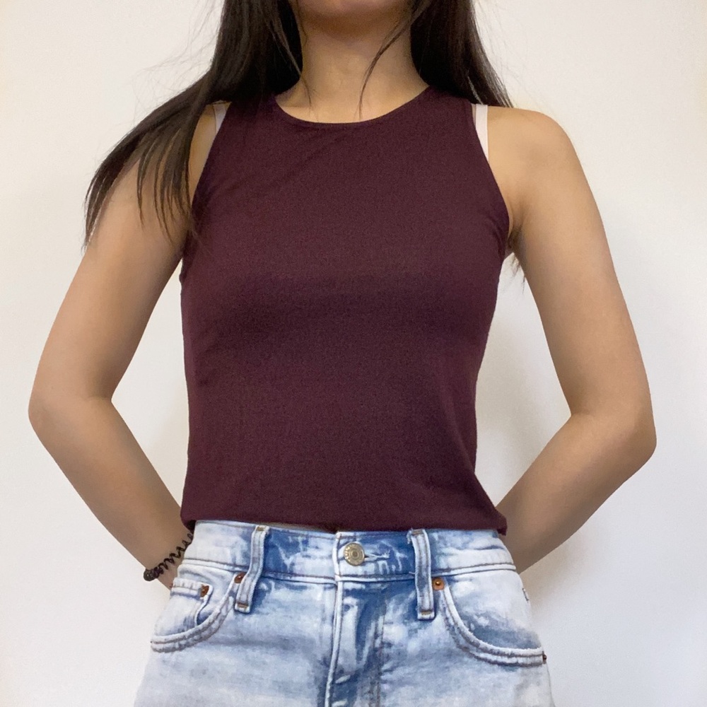 Burgundy strappy tank top